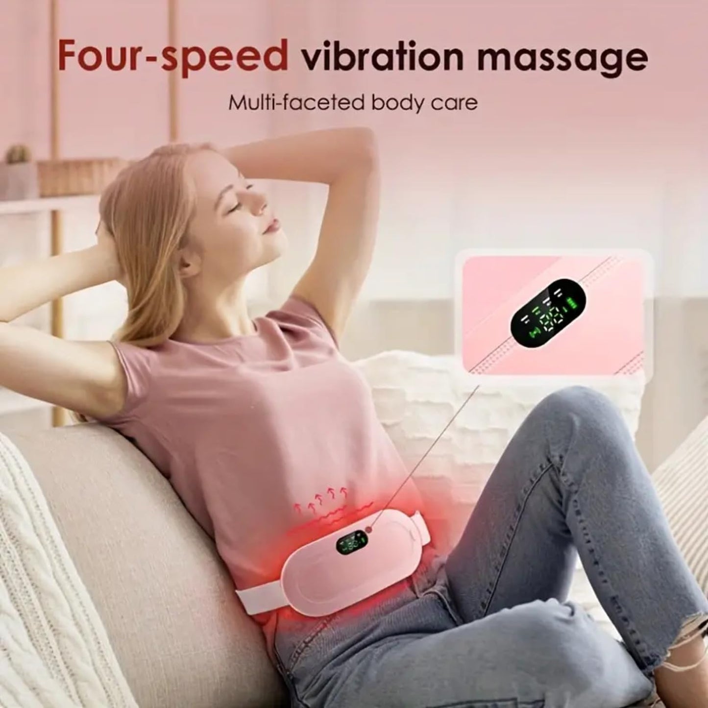 Period Cramp Relief Massager with Heating Pad for Back Pain|Cramp Free- Period Cramp Relief Heater & Massager|Works As Periods Pain Relief|Periods Cramps,Back/Belly Heating Pad 18057
