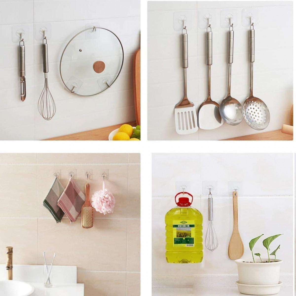 Hooks-Transparent Self Adhesive Hooks Hanger(Pack of 6) 07ufrb-rm
