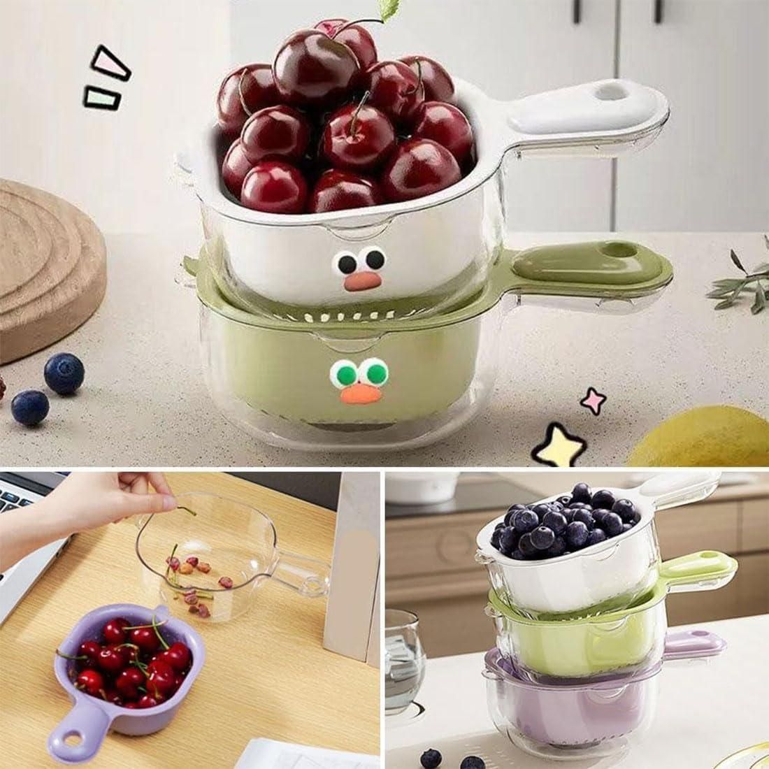 Strainer Dual-Layer Veggie & Fruit Draining Basket with Handle - lorexa