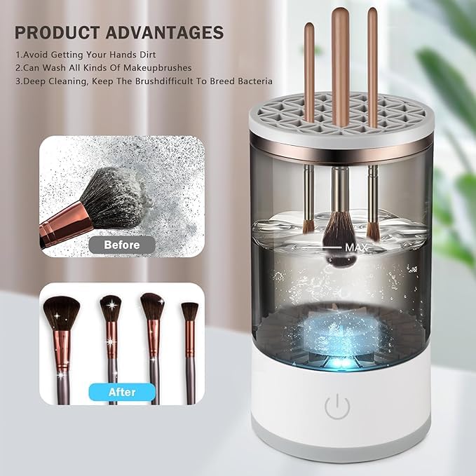 Electric Cosmetic Makeup Brush Cleaning Tool, Makeup Brush Cleaner and Dryer Machine, One-Button Operation - lorexa