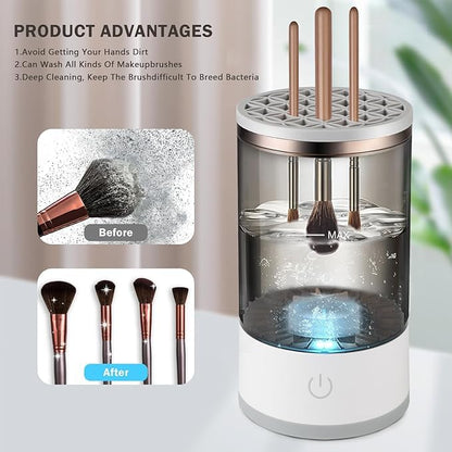 Electric Cosmetic Makeup Brush Cleaning Tool, Makeup Brush Cleaner and Dryer Machine, One-Button Operation - lorexa