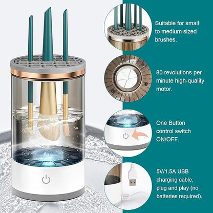 Electric Cosmetic Makeup Brush Cleaning Tool, Makeup Brush Cleaner and Dryer Machine, One-Button Operation - lorexa