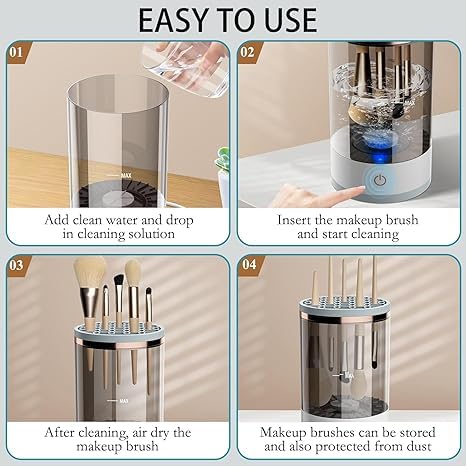 Electric Cosmetic Makeup Brush Cleaning Tool, Makeup Brush Cleaner and Dryer Machine, One-Button Operation - lorexa