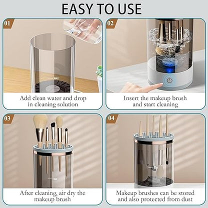 Electric Cosmetic Makeup Brush Cleaning Tool, Makeup Brush Cleaner and Dryer Machine, One-Button Operation - lorexa