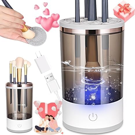 Electric Cosmetic Makeup Brush Cleaning Tool, Makeup Brush Cleaner and Dryer Machine, One-Button Operation - lorexa