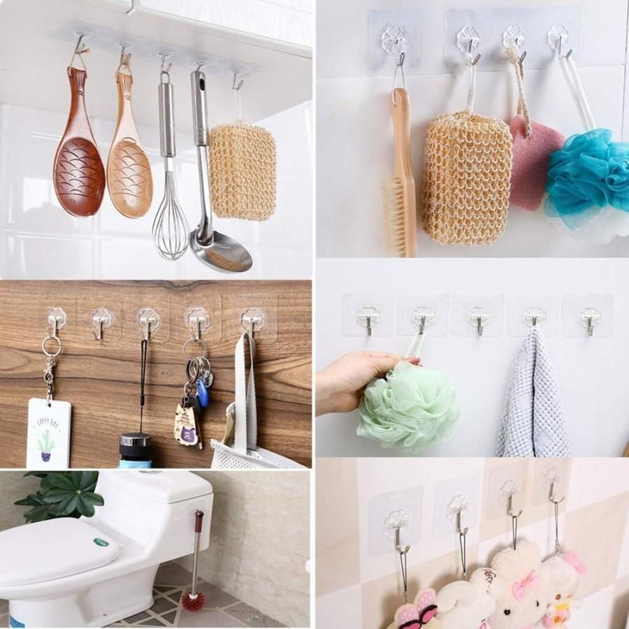 Hooks-Transparent Self Adhesive Hooks Hanger(Pack of 6) 07ufrb-rm