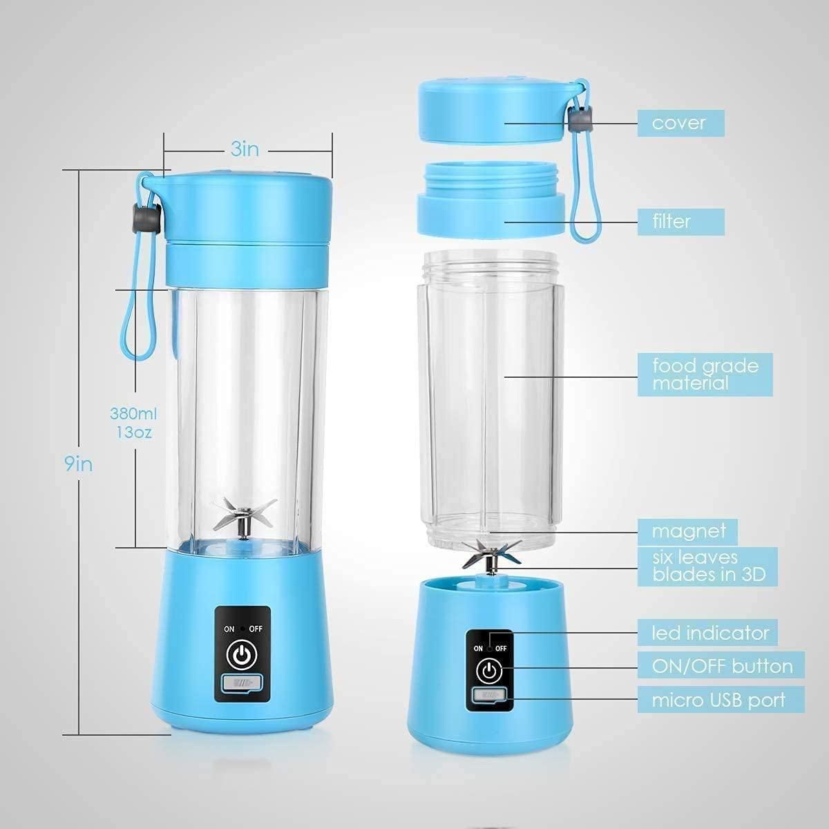 Portable Electric 6 Blade USB Juice Maker (380 ml) - lorexa