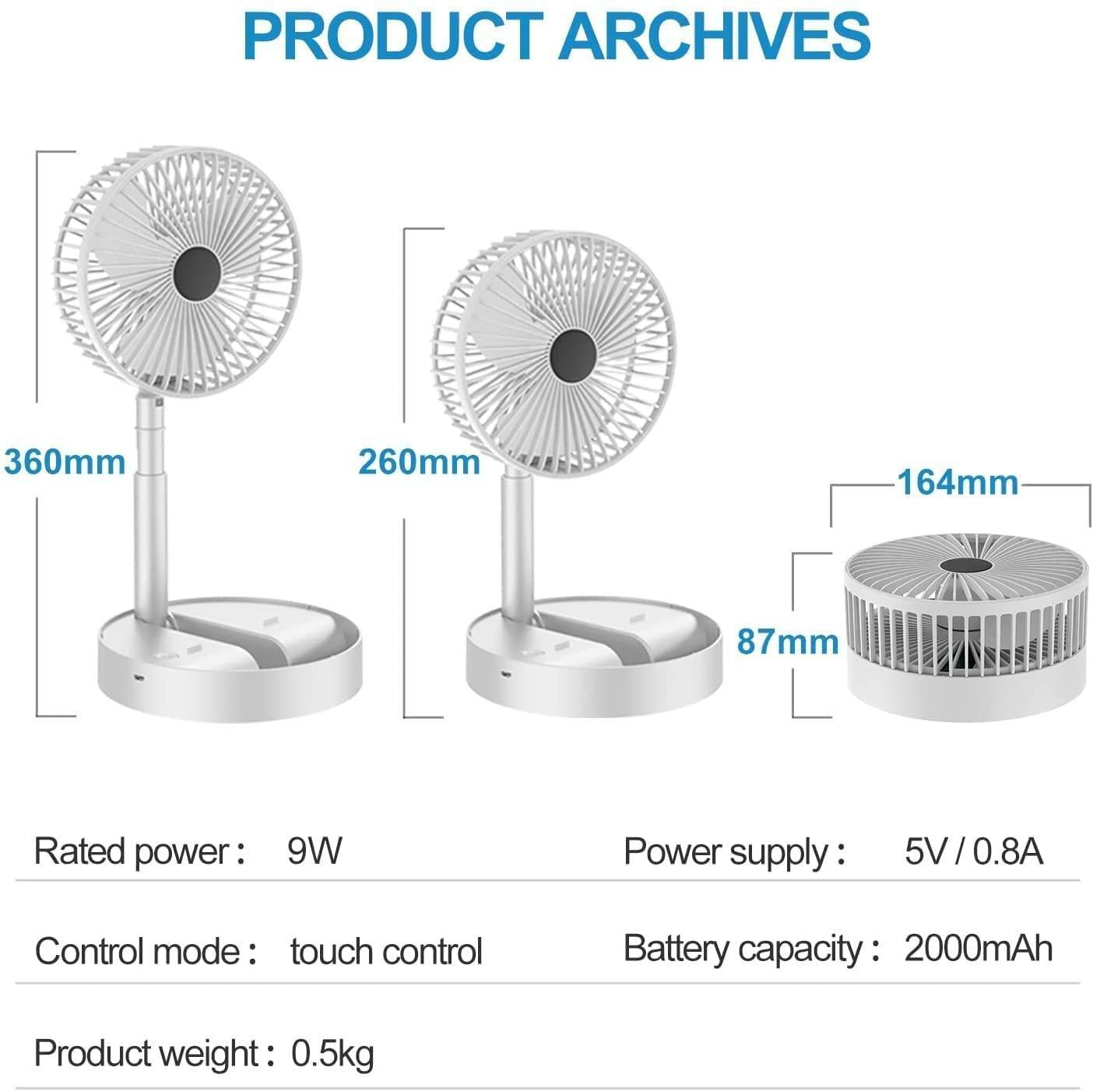 Powerful Rechargeable High Speed Table Desk Fan - lorexa