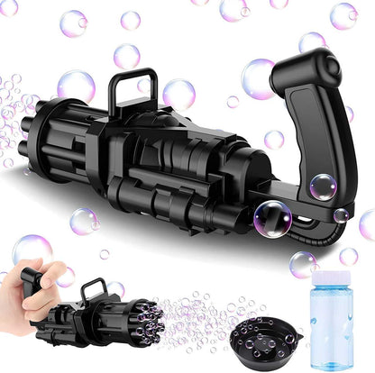 Bubble Gun- 8 Hole Automatic Gatling Bubble Gun Blower Maker, with 3 Batteries and Bubble Water(Assorted Color) - lorexa