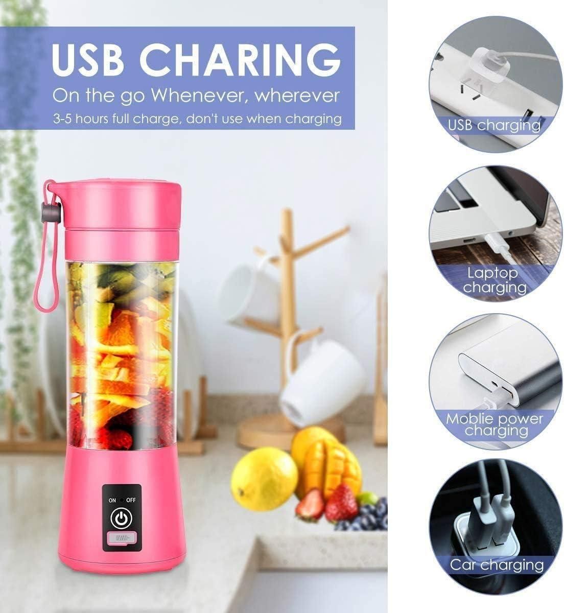 Portable Electric 6 Blade USB Juice Maker (380 ml) - lorexa