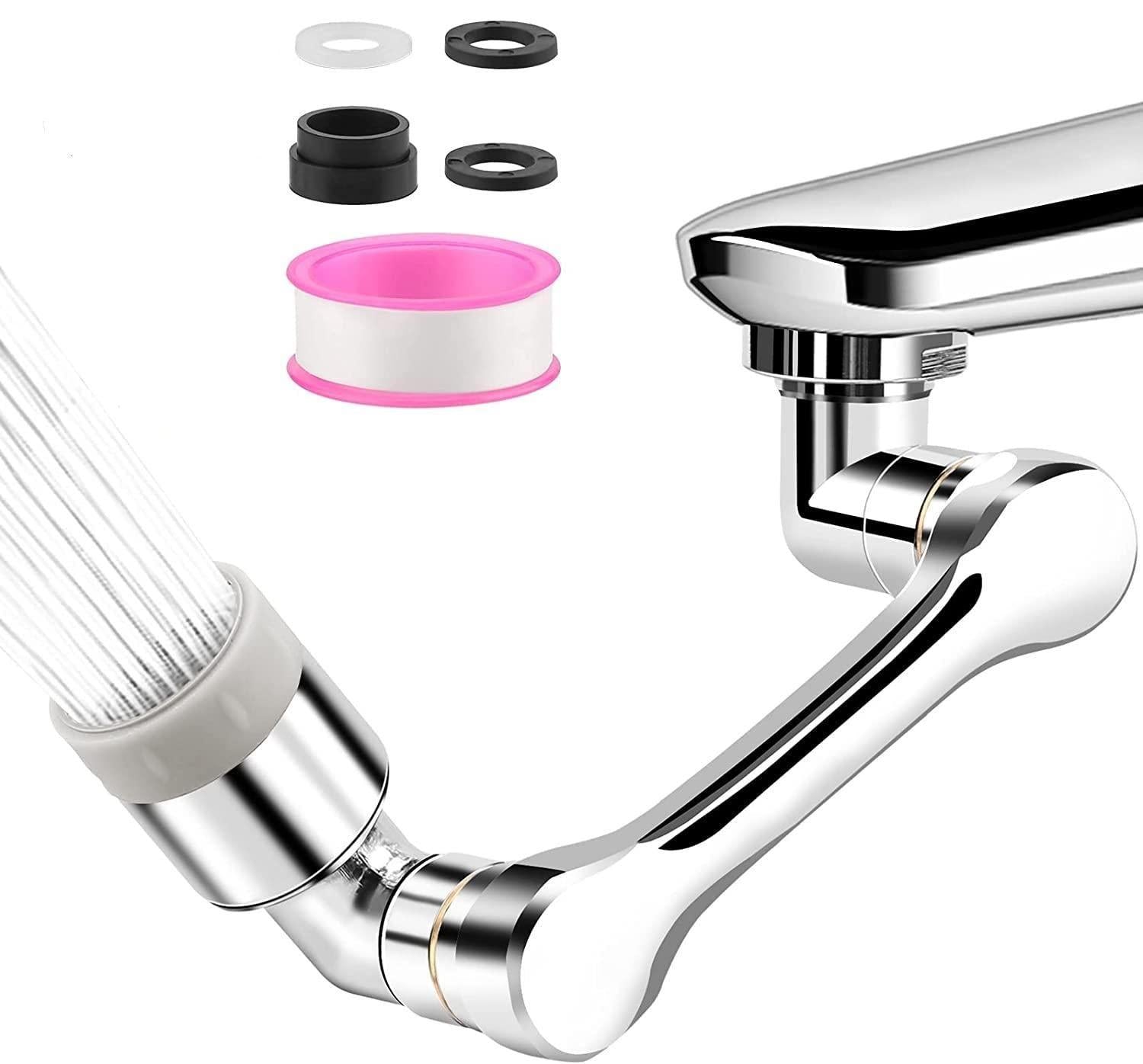 Rotating Faucet Extender Aerator, Universal Splash Filter Faucet, Large Angle Rotating Splash Filter Faucet Extender Aerator  with 2 Water Outlet Modes, Sink Sprayer (All Plastic) - lorexa