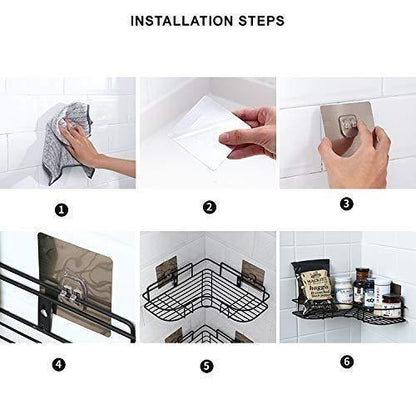 Kitchen Organiser Corner Shelf - Wall Mount Stainless Steel Storage Rack ( Pack of 1 ) 07ufrb-rm