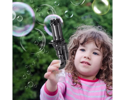 Bubble Gun- 8 Hole Automatic Gatling Bubble Gun Blower Maker, with 3 Batteries and Bubble Water(Assorted Color) - lorexa