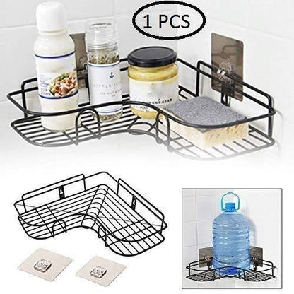 Kitchen Organiser Corner Shelf - Wall Mount Stainless Steel Storage Rack ( Pack of 1 ) 07ufrb-rm
