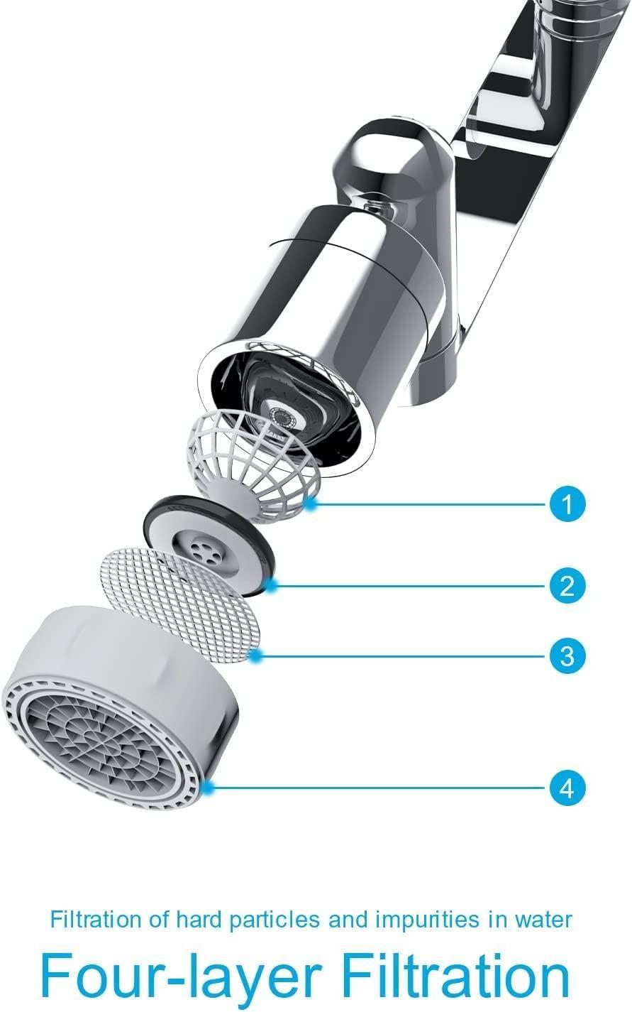 Rotating Faucet Extender Aerator, Universal Splash Filter Faucet, Large Angle Rotating Splash Filter Faucet Extender Aerator  with 2 Water Outlet Modes, Sink Sprayer (All Plastic) - lorexa