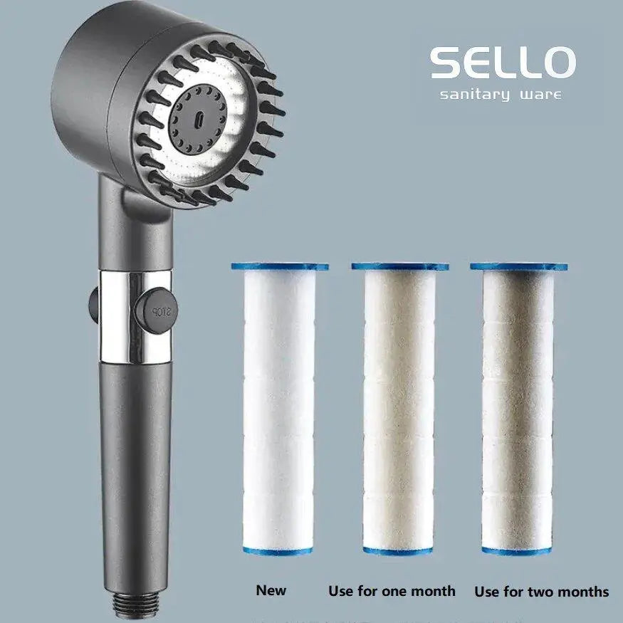 High Pressure 3-Setting Handheld filtration brush Shower head - lorexa