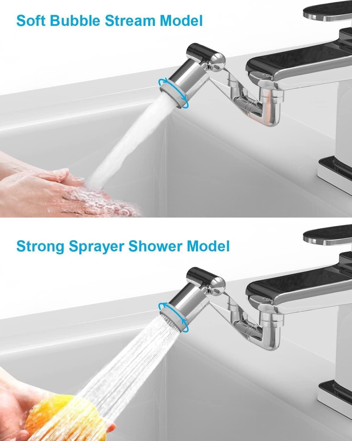Rotating Faucet Extender Aerator, Universal Splash Filter Faucet, Large Angle Rotating Splash Filter Faucet Extender Aerator  with 2 Water Outlet Modes, Sink Sprayer (All Plastic) - lorexa
