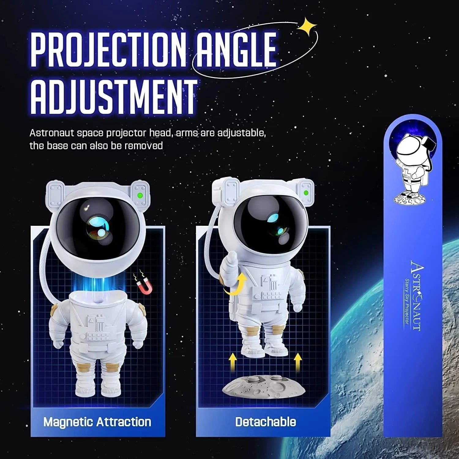 Astronaut Galaxy Projector - 360 Magnetic Head Rotation, Remote Control - lorexa