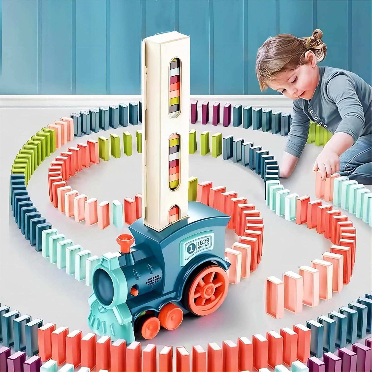 Train Toy Domino Set for Kids BPA Free Plastic with Sound Effects - lorexa