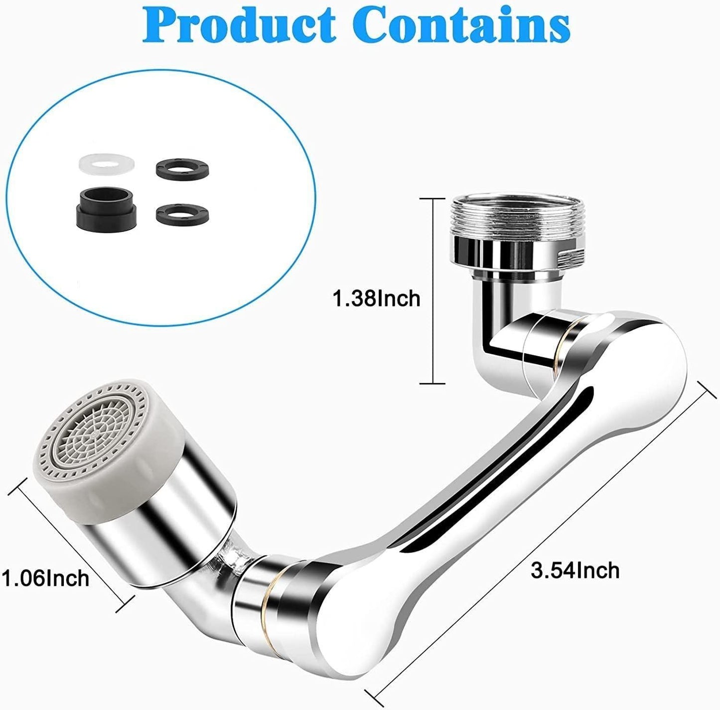 Rotating Faucet Extender Aerator, Universal Splash Filter Faucet, Large Angle Rotating Splash Filter Faucet Extender Aerator  with 2 Water Outlet Modes, Sink Sprayer (All Plastic) - lorexa