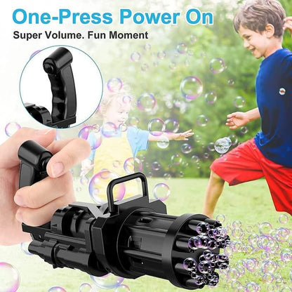 Bubble Gun- 8 Hole Automatic Gatling Bubble Gun Blower Maker, with 3 Batteries and Bubble Water(Assorted Color) - lorexa