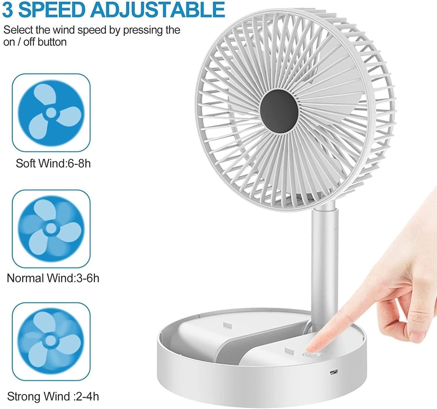 Powerful Rechargeable High Speed Table Desk Fan - lorexa