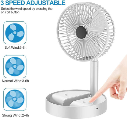 Powerful Rechargeable High Speed Table Desk Fan - lorexa