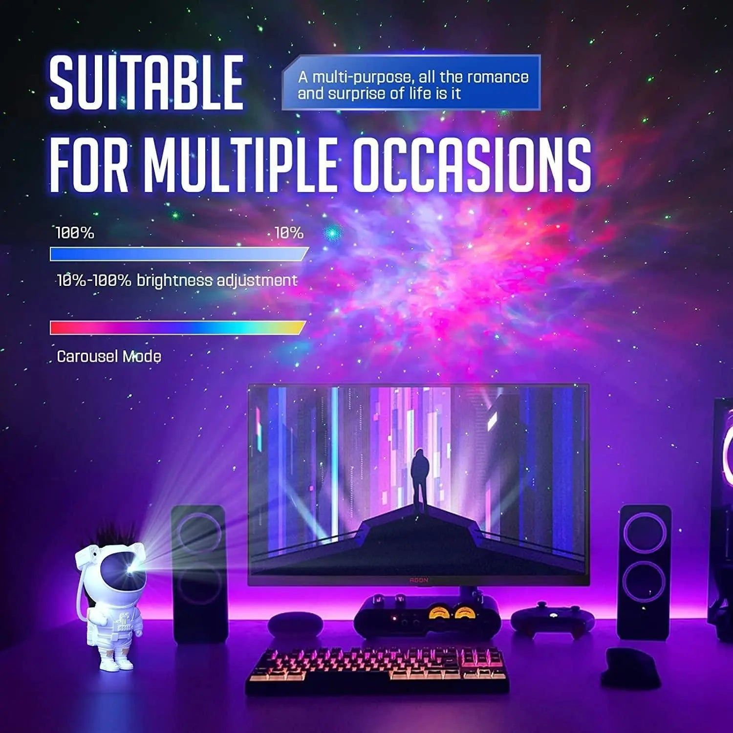 Astronaut Galaxy Projector - 360 Magnetic Head Rotation, Remote Control - lorexa
